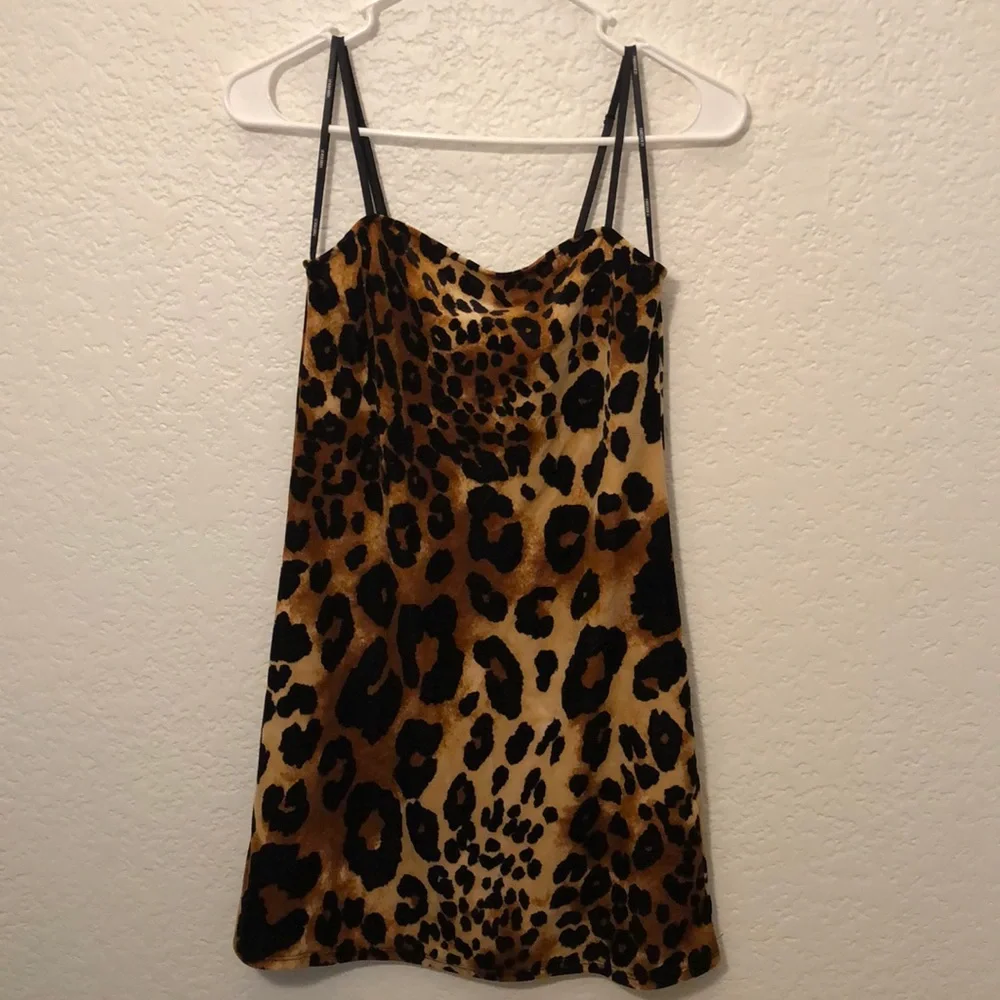 Leopard Print Slip Dress - Brown/Black - Picture 1 of 3